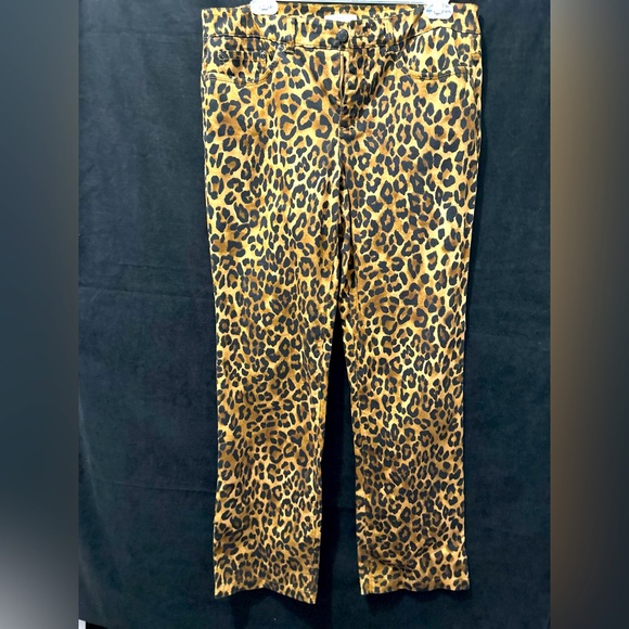 Jones New York Jeans Leopard Print stretch pant Size 10, 98% Cotton 2% Elastane - Picture 1 of 9